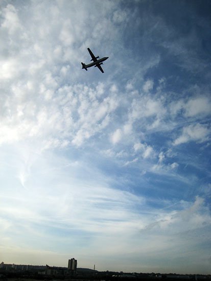 ...and to the sound of planes taking off overhead.