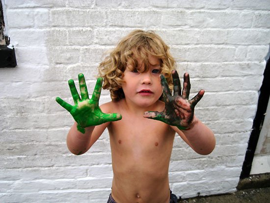caught green handed, of course