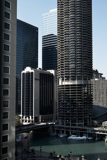 amidst tall buildings