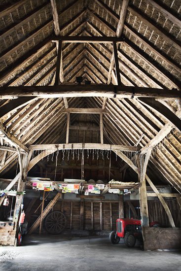 inside the main barn