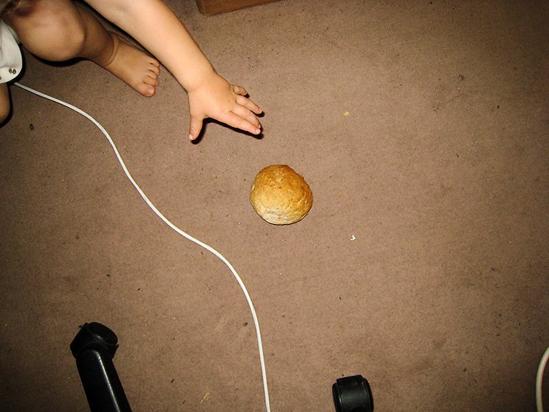 maximum as jesus in a nappy and z with bread roll
