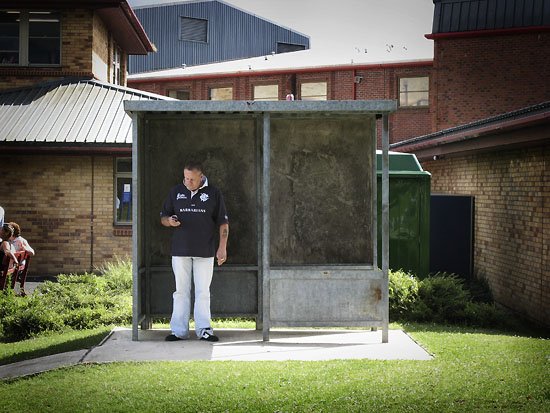 this is a man standing in a box